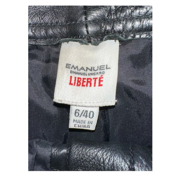 VINTAGE 90's EMANUEL UNGARO LIBERTE BLACK LEATHER PANTS 6 - Picture 2 of 8